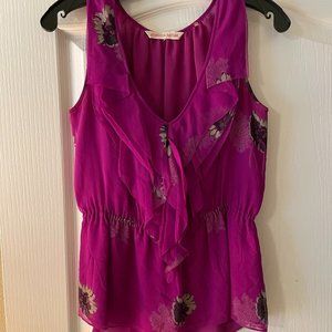 Rebecca Taylor peplum tank top, purple, floral